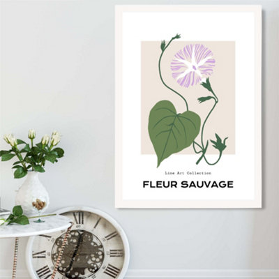 Artze Wall Art Purple Glory Plant Flower Market Minimalist Framed Print Size: A2 With White Frame from B&Q