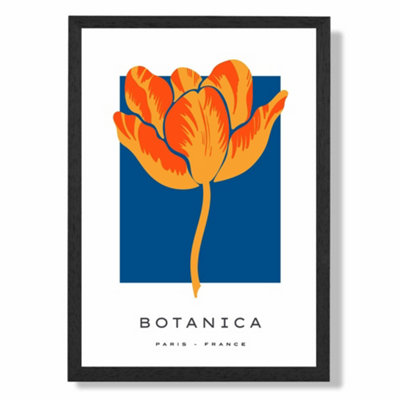 Artze Wall Art Orange And Blue Tulip Flower Market Exhibition Art Print With Black Frame Size: A4 from B&Q