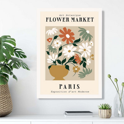 Artze Wall Art Paris Beige And Green Flower Market Exhibition Framed Print Size: A3 With White Frame from B&Q