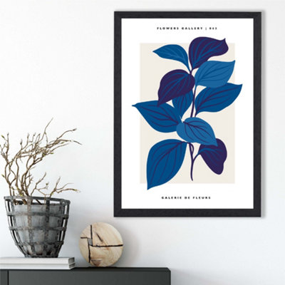 Artze Wall Art Blue Botanicals Flower Market Exhibition Framed Print Size: A3 With Black Frame from B&Q