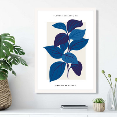 Artze Wall Art Blue Botanicals Flower Market Exhibition Framed Print Size: A3 With White Frame from B&Q