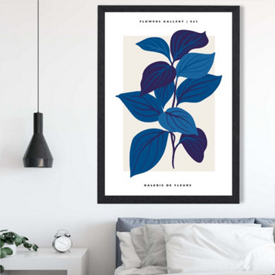 Artze Wall Art Blue Botanicals Flower Market Exhibition Framed Print Size: A2 With Black Frame from B&Q