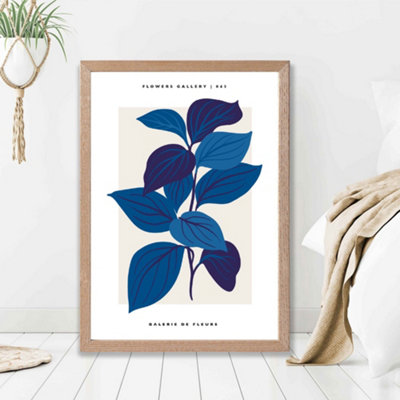 Artze Wall Art Blue Botanicals Flower Market Exhibition Framed Print Size: A2 With Oak Frame from B&Q