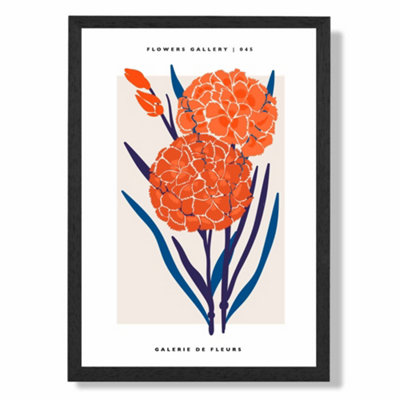Artze Wall Art Blue And Orange Allium Flower Market Exhibition Art Print With Black Frame Size: A4 from B&Q