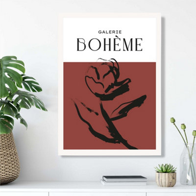 Artze Wall Art Red Rose Boho Sketch Floral Framed Print Size: A3 With White Frame from B&Q