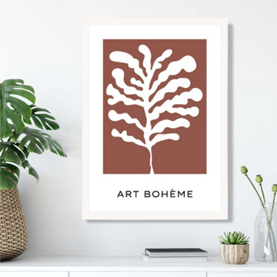 Artze Wall Art Red And White Matisse Style Floral Cutout Framed Print Size: A3 With White Frame from B&Q
