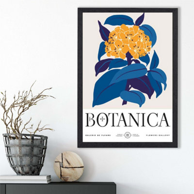 Artze Wall Art Yellow And Blue Hydrangea Flower Market Exhibition Framed Print Size: A3 With Black Frame from B&Q