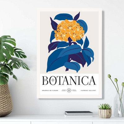 Artze Wall Art Yellow And Blue Hydrangea Flower Market Exhibition Framed Print Size: A3 With White Frame from B&Q