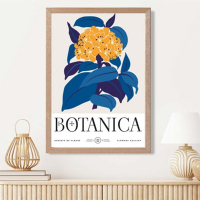 Artze Wall Art Yellow And Blue Hydrangea Flower Market Exhibition Framed Print Size: A3 With Oak Frame from B&Q