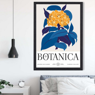 Artze Wall Art Yellow And Blue Hydrangea Flower Market Exhibition Framed Print Size: A2 With Black Frame from B&Q