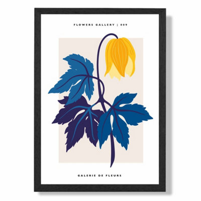 Artze Wall Art Abstract Yellow And Blue Tulip Flower Market Gallery Art Print With Black Frame Size: A4 from B&Q