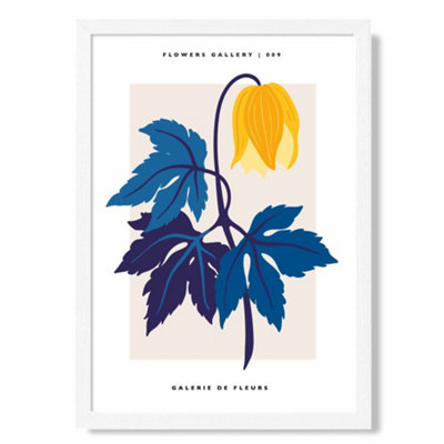 Artze Wall Art Abstract Yellow And Blue Tulip Flower Market Gallery Art Print With White Frame Size: A4 from B&Q