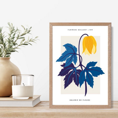 Artze Wall Art Abstract Yellow And Blue Tulip Flower Market Gallery Framed Print Size: A4 With Oak Frame from B&Q