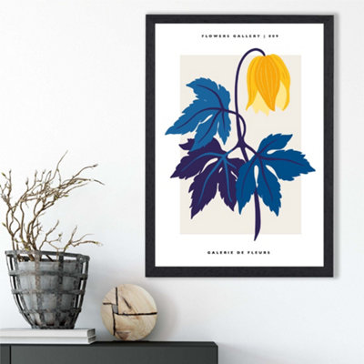 Artze Wall Art Abstract Yellow And Blue Tulip Flower Market Gallery Framed Print Size: A3 With Black Frame from B&Q
