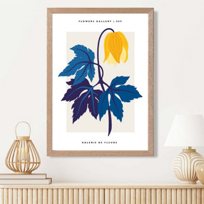 Artze Wall Art Abstract Yellow And Blue Tulip Flower Market Gallery Framed Print Size: A3 With Oak Frame from B&Q