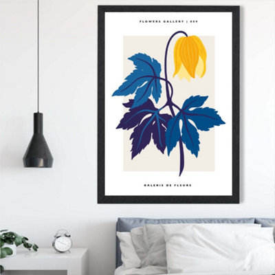 Artze Wall Art Abstract Yellow And Blue Tulip Flower Market Gallery Framed Print Size: A2 With Black Frame from B&Q