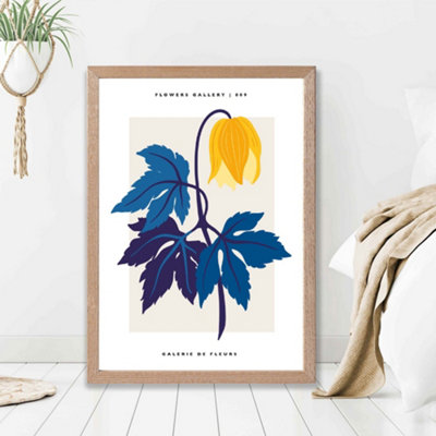 Artze Wall Art Abstract Yellow And Blue Tulip Flower Market Gallery Framed Print Size: A2 With Oak Frame from B&Q