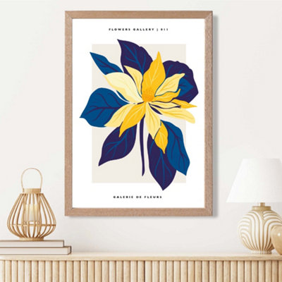 Artze Wall Art Abstract Blue And Yellow Lilly Flower Market Gallery Framed Print Size: A3 With Oak Frame from B&Q