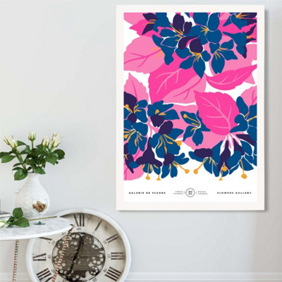 Artze Wall Art Abstract Blue And Pink Blossom Flower Market Gallery Framed Print Size: A2 With White Frame from B&Q