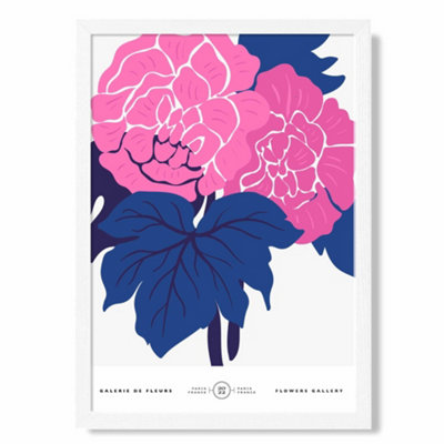 Artze Wall Art Pink And Blue Allium Flower Market Gallery Art Print With White Frame Size: A4 from B&Q