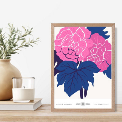 Artze Wall Art Pink And Blue Allium Flower Market Gallery Framed Print Size: A4 With Oak Frame from B&Q