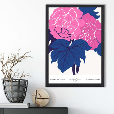 Artze Wall Art Pink And Blue Allium Flower Market Gallery Framed Print Size: A3 With Black Frame from B&Q