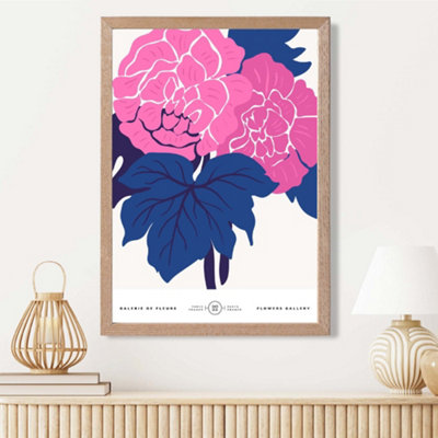 Artze Wall Art Pink And Blue Allium Flower Market Gallery Framed Print Size: A3 With Oak Frame from B&Q