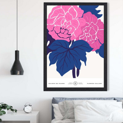 Artze Wall Art Pink And Blue Allium Flower Market Gallery Framed Print Size: A2 With Black Frame from B&Q