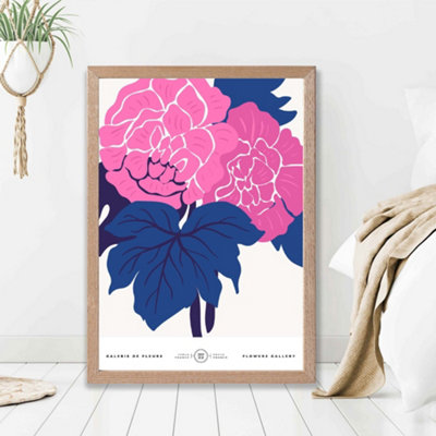 Artze Wall Art Pink And Blue Allium Flower Market Gallery Framed Print Size: A2 With Oak Frame from B&Q