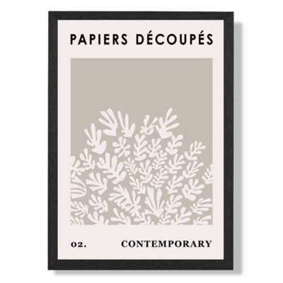 Artze Wall Art Fawn And Ivory Matisse Style Floral Cutout Art Print With Black Frame Size: A4 from B&Q
