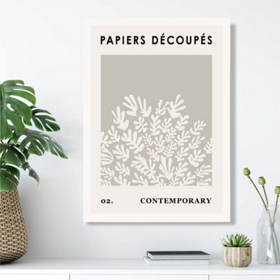 Artze Wall Art Fawn And Ivory Matisse Style Floral Cutout Framed Print Size: A3 With White Frame from B&Q