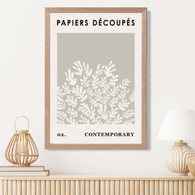 Artze Wall Art Fawn And Ivory Matisse Style Floral Cutout Framed Print Size: A3 With Oak Frame from B&Q