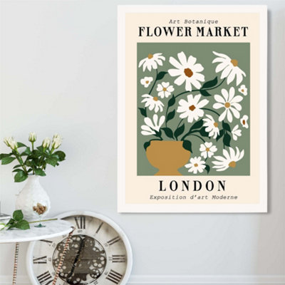 Artze Wall Art London Green And White Flower Market Exhibition Framed Print Size: A2 With White Frame from B&Q