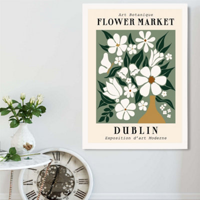 Artze Wall Art Dublin Green And White Flower Market Exhibition Framed Print Size: A2 With White Frame from B&Q