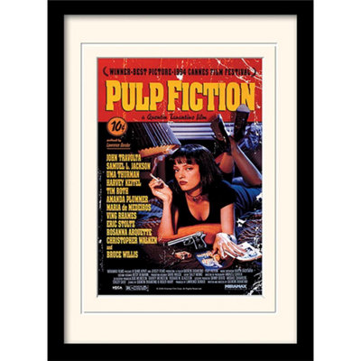 Pulp Fiction Uma On Bed Mounted Print Red/yellow/black (40Cm X 30Cm) from B&Q