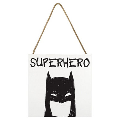 DC comics Batman Superhero Wooden Block White/black (20Cm X 20Cm) from B&Q