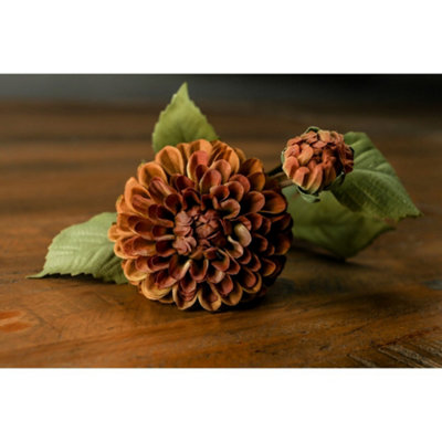 B&Q -  Dahlia Artificial Flower Mustard/green (One Size)