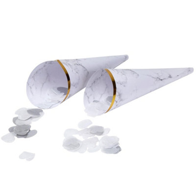 Neviti Scripted Marble Cone Confetti (Pack Of 10) White/gold (One Size) from B&Q