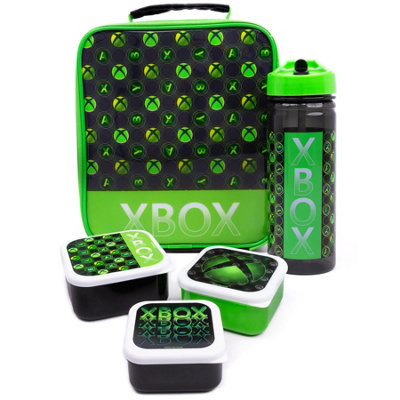  - Xbox Lunch Bag And Bottle (Pack Of 5) Black/green (One Size)