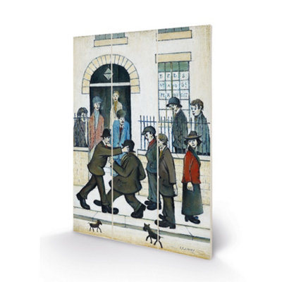 L.s. Lowry A Fight C. 1935 Wood Print Multicoloured (29.5Cm X 20Cm) from B&Q