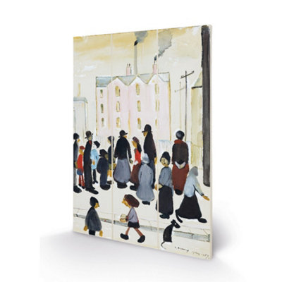 L.s. Lowry Group Of People 1959 Wood Print Cream (29.5Cm X 20Cm) from B&Q
