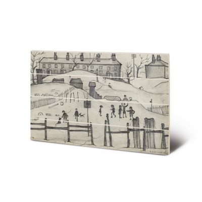 L.s. Lowry Houses In Broughton 1937 Wood Small Plaque Cream (40Cm X 59Cm) from B&Q