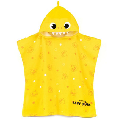  - Baby Shark Childrens/kids Repeat Print Hooded Towel Yellow/white (One Size)