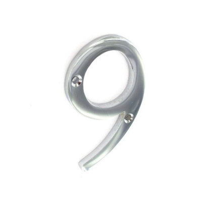 Securit 9 Chrome Door Number Silver (75mm) from B&Q