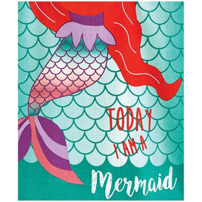  - Home & Living Childrens/kids Mermaid Microfibre Hooded Towel Green/orange/purple (One Size)