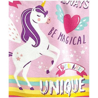  - Home & Living Childrens/kids Unicorn Microfibre Hooded Towel Multicoloured (One Size)