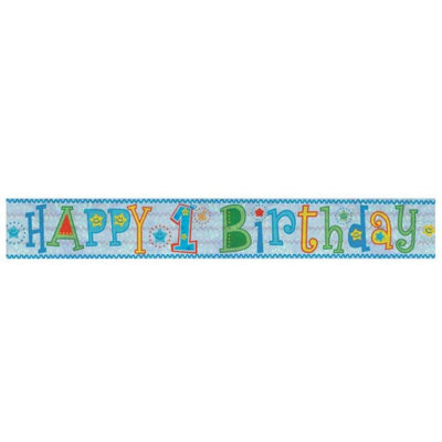 Amscan Foil Holographic 1St Birthday Banner Blue/green/yellow (One Size) from B&Q
