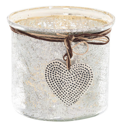 Hill Interiors Silver Heart Charm Candle Holder (12Cm X 14Cm X 14Cm) 12Cm