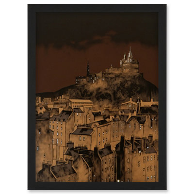 Artery8 Edinburgh Castle Over Old Town Cityscape At Night Wall Art PrintA4 Size from B&Q