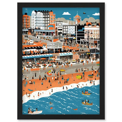 Artery8 Brighton Beach And Palace Pier Modern Abstract Wall Art PrintA4 Size from B&Q